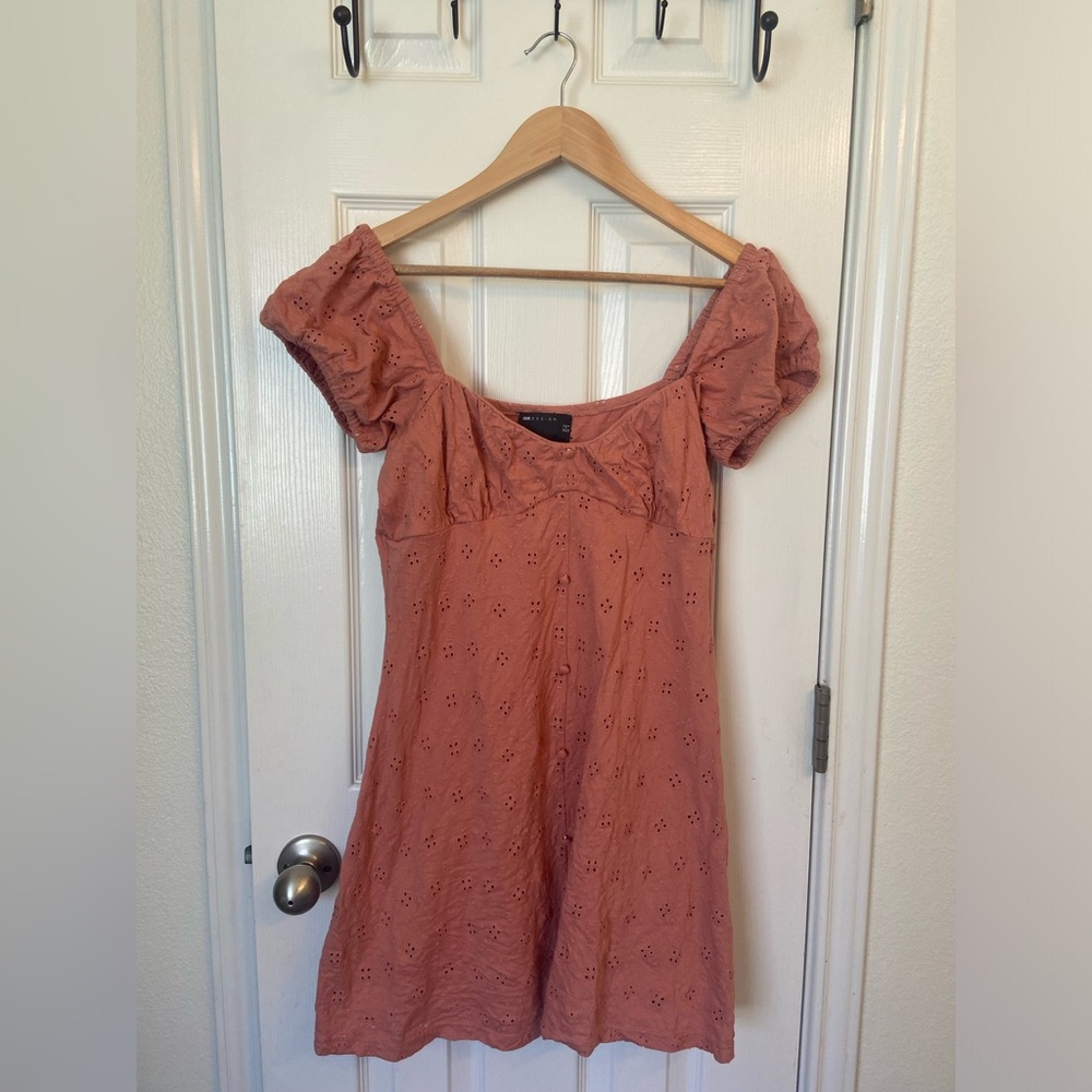 ASOS eyelet pink minidress